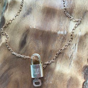 LOUIS VUITTON Authentic Padlock and Key with Chain